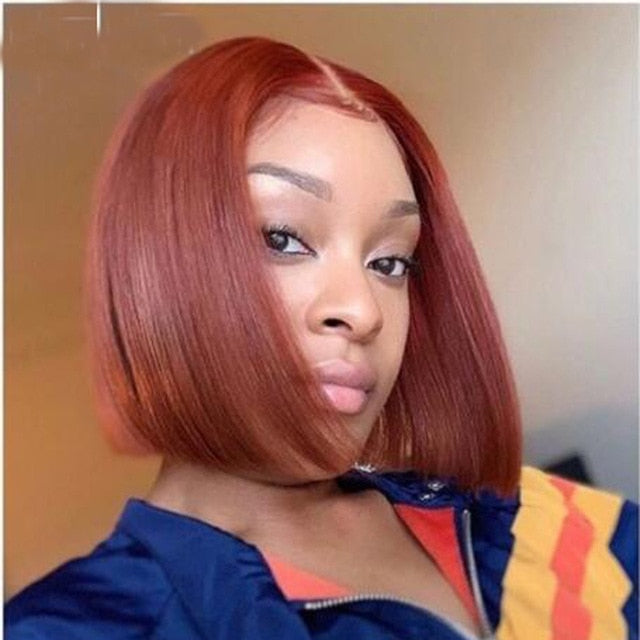 Lace Part Human Hair Wigs Short Bob Wigs 150% Brazilian Human Hair Wig Blue Orange Red Lace Frontal Wigs For Black Women