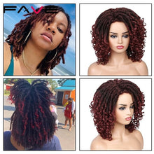 Load image into Gallery viewer, FAVE Dreadlock Wig Braided Twist Black Brown Short Curly Heat Resistant Fiber Synthetic Daily Party Replacement for Women
