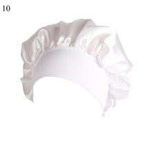 Load image into Gallery viewer, New Fashion Women Satin Night Sleep Cap Hair Bonnet Hat Silk Head Cover Elastic Band Nightcap Bath Spa bonnet de nuit
