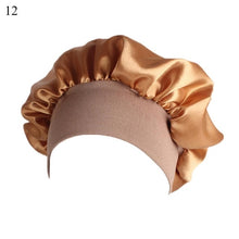 Load image into Gallery viewer, New Fashion Women Satin Night Sleep Cap Hair Bonnet Hat Silk Head Cover Elastic Band Nightcap Bath Spa bonnet de nuit
