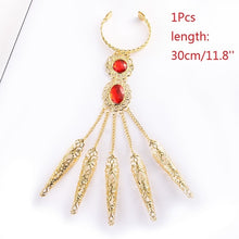 Load image into Gallery viewer, Fashion Indian Thai Golden Finger Bracelet Shining Red Crystal Girl&#39;s Belly Dance Bracelet Jewelry
