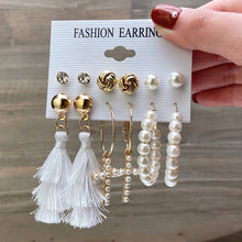 Load image into Gallery viewer, Fashion Gold Hoop Earrings Set Women Pearl Hoop Earrings Oversize Metal Circle Punk Earring 2020 Female Fashion Jewelry
