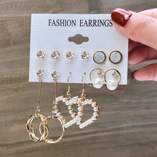 Load image into Gallery viewer, Fashion Gold Hoop Earrings Set Women Pearl Hoop Earrings Oversize Metal Circle Punk Earring 2020 Female Fashion Jewelry
