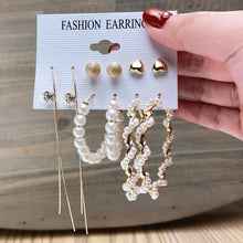 Load image into Gallery viewer, Fashion Gold Hoop Earrings Set Women Pearl Hoop Earrings Oversize Metal Circle Punk Earring 2020 Female Fashion Jewelry
