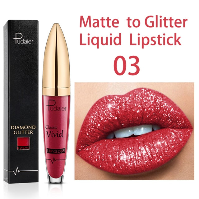 18 Colors Diamond Shimmer Glitter Lipg Loss Matte To Glitter Liquid Lipstick Waterproof Diamond Pearl Colour Lip Gloss Make Up