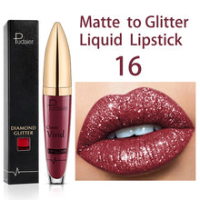 Load image into Gallery viewer, 18 Color Matte To Shiny Glitter Liquid Lipstick Shiny Lip Gloss Diamond Waterproof Long Lasting Pearl Lipgloss Women Lip Makeup
