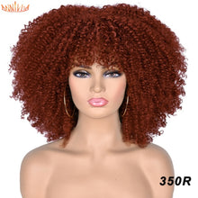 Load image into Gallery viewer, Short Hair Afro Kinky Curly Wigs With Bangs For Black Women African Synthetic Ombre Glueless Cosplay Wigs High Temperature 14&quot;
