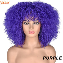 Load image into Gallery viewer, Short Hair Afro Kinky Curly Wigs With Bangs For Black Women African Synthetic Ombre Glueless Cosplay Wigs High Temperature 14&quot;
