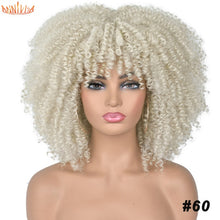 Load image into Gallery viewer, Short Hair Afro Kinky Curly Wigs With Bangs For Black Women African Synthetic Ombre Glueless Cosplay Wigs High Temperature 14&quot;
