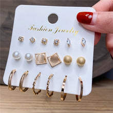 Load image into Gallery viewer, Fashion Gold Hoop Earrings Set Women Pearl Hoop Earrings Oversize Metal Circle Punk Earring 2020 Female Fashion Jewelry
