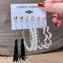 Load image into Gallery viewer, Fashion Gold Hoop Earrings Set Women Pearl Hoop Earrings Oversize Metal Circle Punk Earring 2020 Female Fashion Jewelry
