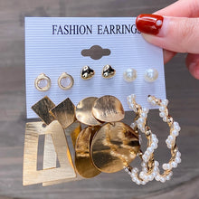 Load image into Gallery viewer, Fashion Gold Hoop Earrings Set Women Pearl Hoop Earrings Oversize Metal Circle Punk Earring 2020 Female Fashion Jewelry
