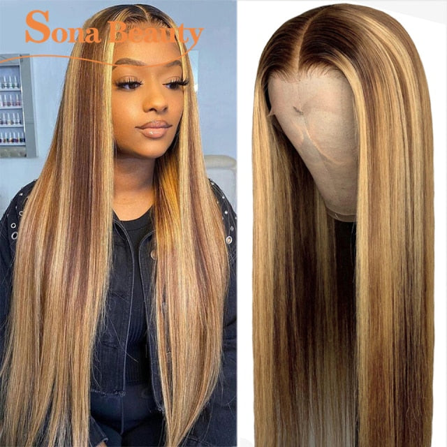 #4/30 Highlight Wig Colored Lace Front Human Hair Wigs Pre Plucked Ombre Lace Frontal Wig For Women