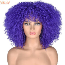 Load image into Gallery viewer, Short Afro Kinky Curly Wigs With Bangs For Black Women Blonde Mixed Brown Synthetic Cosplay African Wigs Heat Resistant Annivia
