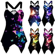 Load image into Gallery viewer, Tank Top Women Sleeveless Irregular Hem Sleeveless Shirts Summer Casual Harajuku Butterfly Print Sexy Female Vest Tshirts Tops
