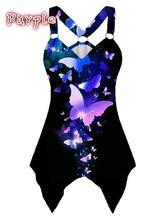 Load image into Gallery viewer, Tank Top Women Sleeveless Irregular Hem Sleeveless Shirts Summer Casual Harajuku Butterfly Print Sexy Female Vest Tshirts Tops
