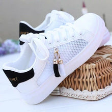 Load image into Gallery viewer, Mesh white shoes ladies fashion breathable shoes students Korean casual shoes sports shoes flat shoes womens shoes
