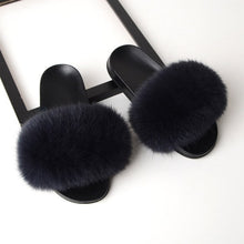 Load image into Gallery viewer, SARSALLYA Fur Slippers Women Real Fox Fur Slides Home Furry Flat Sandals Female Cute Fluffy House Shoes Woman Brand Luxury 2021
