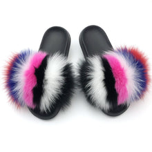 Load image into Gallery viewer, SARSALLYA Fur Slippers Women Real Fox Fur Slides Home Furry Flat Sandals Female Cute Fluffy House Shoes Woman Brand Luxury 2021
