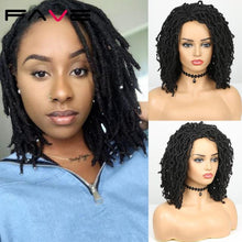 Load image into Gallery viewer, FAVE Dreadlock Wig Braided Twist Black Brown Short Curly Heat Resistant Fiber Synthetic Daily Party Replacement for Women
