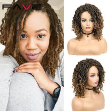 Load image into Gallery viewer, FAVE Dreadlock Wig Braided Twist Black Brown Short Curly Heat Resistant Fiber Synthetic Daily Party Replacement for Women
