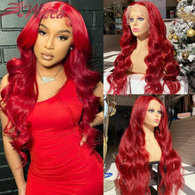 Load image into Gallery viewer, Colored Red Human Hair Wigs For Women Brazilian Remy 13*4 Lace Front Wigs 180% Red Straight/Body Wave Lace Front Human Hair Wigs
