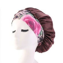 Load image into Gallery viewer, New Fashion Women Satin Night Sleep Cap Hair Bonnet Hat Silk Head Cover Elastic Band Nightcap Bath Spa bonnet de nuit
