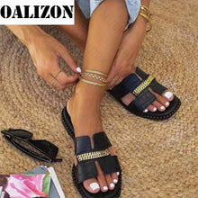 Load image into Gallery viewer, Classic Designer New 2021 Women Flat Flip Flops Double Chain Sandal Slippers Shoes Women Lady Flats Slippers Sandals Shoes Woman
