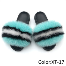 Load image into Gallery viewer, SARSALLYA Fur Slippers Women Real Fox Fur Slides Home Furry Flat Sandals Female Cute Fluffy House Shoes Woman Brand Luxury 2021
