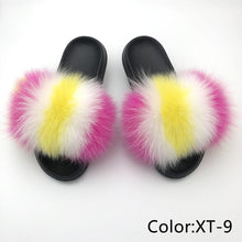 Load image into Gallery viewer, SARSALLYA Fur Slippers Women Real Fox Fur Slides Home Furry Flat Sandals Female Cute Fluffy House Shoes Woman Brand Luxury 2021
