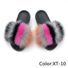 Load image into Gallery viewer, SARSALLYA Fur Slippers Women Real Fox Fur Slides Home Furry Flat Sandals Female Cute Fluffy House Shoes Woman Brand Luxury 2021
