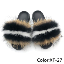 Load image into Gallery viewer, SARSALLYA Fur Slippers Women Real Fox Fur Slides Home Furry Flat Sandals Female Cute Fluffy House Shoes Woman Brand Luxury 2021
