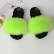 Load image into Gallery viewer, SARSALLYA Fur Slippers Women Real Fox Fur Slides Home Furry Flat Sandals Female Cute Fluffy House Shoes Woman Brand Luxury 2021
