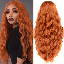 Load image into Gallery viewer, Long Wave Hairstyle Wigs middle orange black wig heat-resistant fiber synthetic wig for women Cosplay
