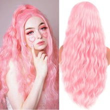 Load image into Gallery viewer, Long Wave Hairstyle Wigs middle orange black wig heat-resistant fiber synthetic wig for women Cosplay
