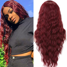 Load image into Gallery viewer, Long Wave Hairstyle Wigs middle orange black wig heat-resistant fiber synthetic wig for women Cosplay
