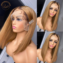 Load image into Gallery viewer, Red Bob Lace Front Wig 13X4 Colored Human Hair Lace Frontal Wigs Ombre 1B/27 Honey Blonde Ginger Burgundy 99J Short Bob Wigs
