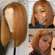 Load image into Gallery viewer, Red Bob Lace Front Wig 13X4 Colored Human Hair Lace Frontal Wigs Ombre 1B/27 Honey Blonde Ginger Burgundy 99J Short Bob Wigs
