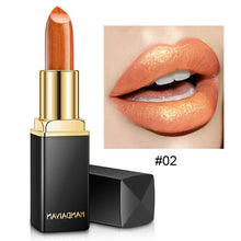 Load image into Gallery viewer, Handaiyan Waterproof Nude Glitter Lipstick Makeup Long Lasting Velve Red Mermaid Sexy Shimmer Lip Stick Cosmetics Beauty
