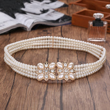 Load image into Gallery viewer, Korean Women&#39;s Pearl Decorative Dress Wide-stretch Elastic Dress and Accessories Waist Belts Women Luxury Fashion Waist Belt
