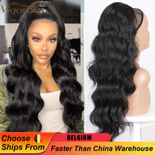 Load image into Gallery viewer, Vigorous Long Wavy Ponytail Hair Synthetic Drawstring Ponytail Clip in Hairpiece Black Wave Ponytail for Black Women
