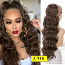 Load image into Gallery viewer, Vigorous Long Wavy Ponytail Hair Synthetic Drawstring Ponytail Clip in Hairpiece Black Wave Ponytail for Black Women
