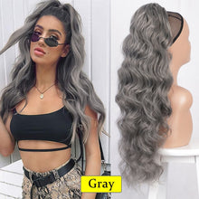 Load image into Gallery viewer, Vigorous Long Wavy Ponytail Hair Synthetic Drawstring Ponytail Clip in Hairpiece Black Wave Ponytail for Black Women
