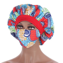 Load image into Gallery viewer, African Pattern Print Satin Bonnet Hijabs Hat Women Night Sleep Cap  with Mask  Turban Extra Large Head Wear Lady Head Wrap Hat
