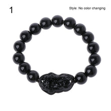 Load image into Gallery viewer, Unisex Obsidian Stone Beads Bracelets Chinese FengShui Pixiu Color Changing Wristband Wealth Good Luck Bracelet Men Women Chain
