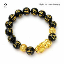 Load image into Gallery viewer, Unisex Obsidian Stone Beads Bracelets Chinese FengShui Pixiu Color Changing Wristband Wealth Good Luck Bracelet Men Women Chain
