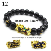 Load image into Gallery viewer, Unisex Obsidian Stone Beads Bracelets Chinese FengShui Pixiu Color Changing Wristband Wealth Good Luck Bracelet Men Women Chain
