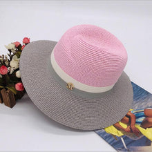 Load image into Gallery viewer, Summer patchwork fedora hats for women paper straw women&#39;s hats popular cool nice beautiful high quality paper fedora straw hats
