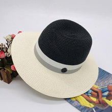 Load image into Gallery viewer, Summer patchwork fedora hats for women paper straw women&#39;s hats popular cool nice beautiful high quality paper fedora straw hats
