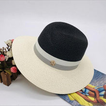 Load image into Gallery viewer, Summer patchwork fedora hats for women paper straw women&#39;s hats popular cool nice beautiful high quality paper fedora straw hats
